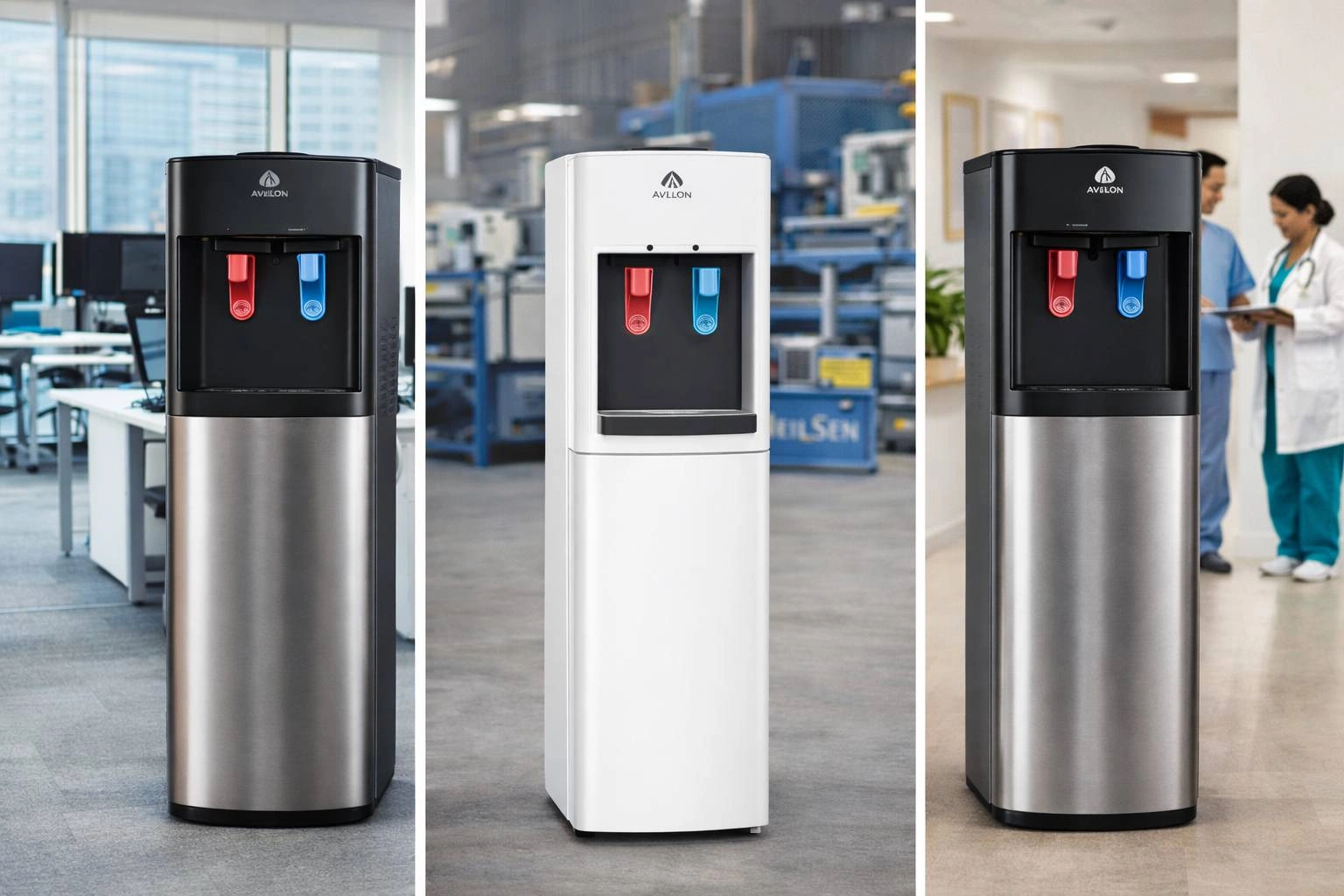 Bottle-free water dispensers for office use